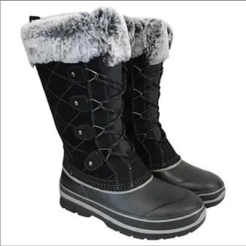 KHOMBU | Ellie Black Suede Winter Boots